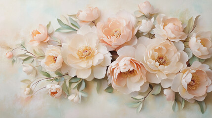 Elegant wedding invitation card background . Minimal hand painted watercolor Paeonia flowers texture template background. Design for wedding, vip cover, poster, rsvp moderncard.Valentine's Day