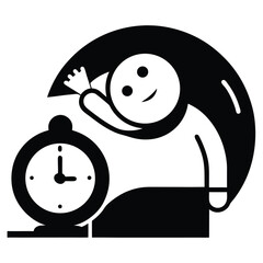 Sleep and clock icon black and white design