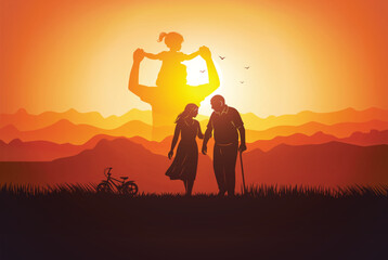 Generations of Love – Father and Daughter at Sunset