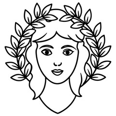Simple Greek Laurel & Floral Crown Illustration