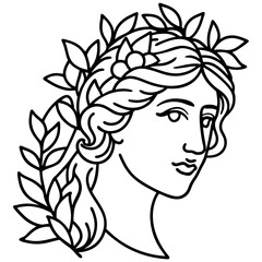 Simple Greek Laurel & Floral Crown Illustration