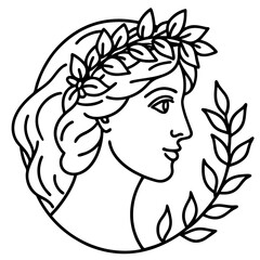 Simple Greek Laurel & Floral Crown Illustration