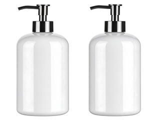 Obraz premium Two white glossy soap dispensers