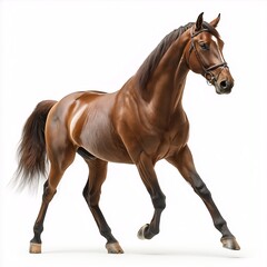 Naklejka premium Elegant Brown Stallion. Vibrant and Graceful Equine Posing in Studio for Powerful Riding and Breeding Insight