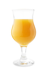 Tasty mango juice in glass isolated on white