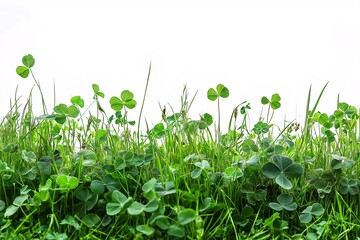 Verdant Clover-Filled Pasture. A Lush, Green Haven of Natural Vegetation and Flora Perfect for Eco-Friendly Landscape Gardening and Biodiverse Farm Growth