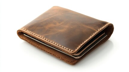 Obraz premium A leather wallet floating open on a white background