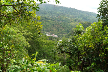 Landscape of a small town in the middle of a mountainous area in Costa Rica