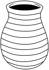 Striped Vase Vector Outline Line Art Drawing