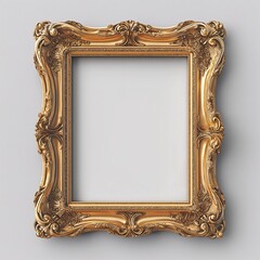 Ornate Gold Frame for Elegant Home Interior Art Display. Vintage Style & Luxury Decor Mockup