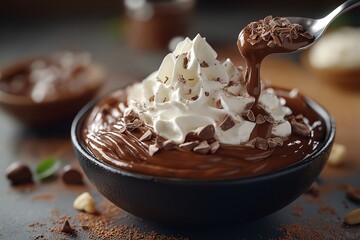 Decadent Chocolate Mousse Dessert with Rich Cocoa and Whipped Cream - Gourmet Treat for Chocolate Lovers