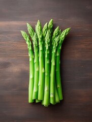 Fresh Green Asparagus on Wooden Surface