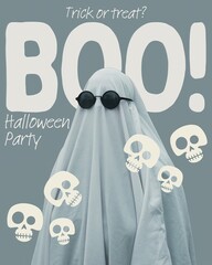 boo for halloween party with sunglasses