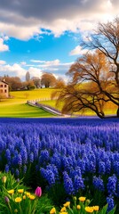 spring landscape with purple flowers smartphone background