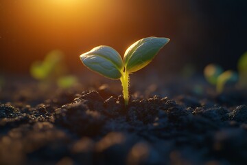 Seedling Growth in Nature. Organic Cultivation and Sustainable Renewal for Eco-Friendly Agriculture