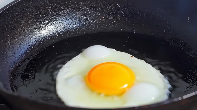 Fried sunny side up on the pan video footage of cooking