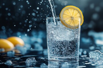 Refreshing Lemon Splash Cocktail with Citrus and Ice. Perfect Summer Poolside Drink