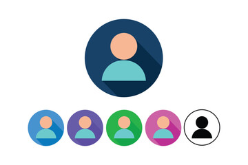 Modern colorful user profile icon illustrations on a white background featuring multiple variations
