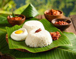 Malaysian Nasi Lemak Coconut Rice with Sambal