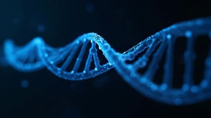 blue DNA double helix structure against a dark background, symbolizing biotechnology, genetic engineering, molecular biology, and advanced medical research in futuristic healthcare innovation. - Powered by Adobe