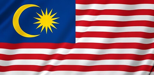 Malaysian Flag Close up of Waving National Flag of Malaysia Detailed Texture