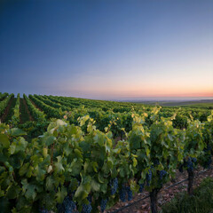 Cosecha y Belleza: Campo de Uvas Listas para el Vino al Ocaso