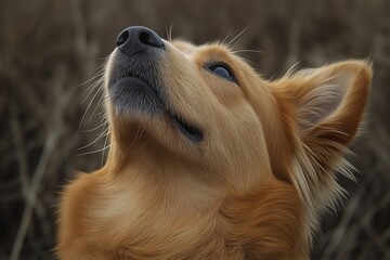 Golden Retriever Puppy Portrait. Cute Furry Companion Sitting Outdoors in Summer Sunlight with Playful Energy and Relaxed Expression