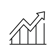 Outline Icon for Economic Growth and Revenue Rise Financial Performance Chart with Upward Arrow Symbol