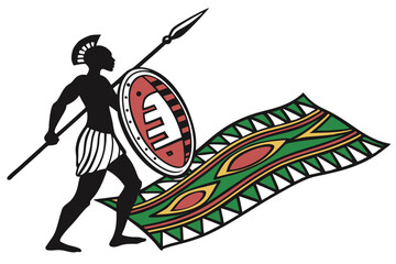 African spear and shield logo flat design cultural icon