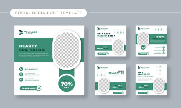Modern Beauty and Spa Social Media Post Design Template – Editable Vector Layout for Relaxation, Skincare, and Salon Service Promotion