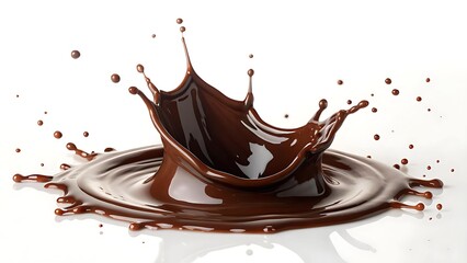 Realistic Chocolate Splash in Mid-Air on White Background, Chocolate Milk, Fluid Art, Splash Design, Dripping Effect, Cocoa, Spiral Splash