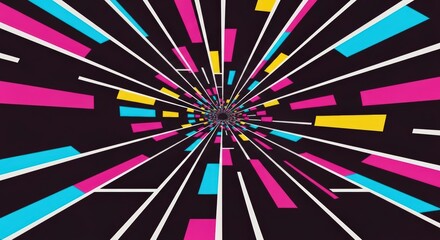 Fototapeta premium Abstract Tunnel with Colored Shapes