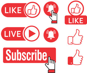 thumb up like live subscribe buttons