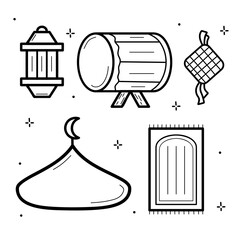 CUTE HAND-DRAWN ALL ABOUT ISLAMIC DECORATION CULTURE DOODLE ILLUSTARTION