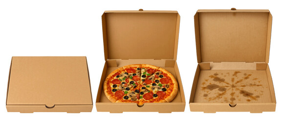 Pizza Before and After – 3 Stages of a Pizza Box