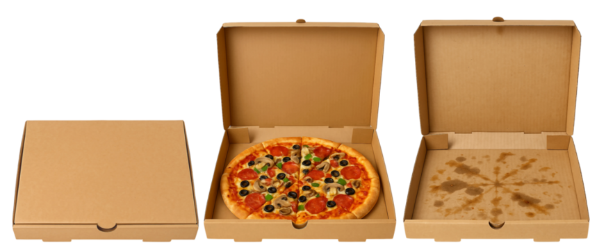 Pizza Before and After – 3 Stages of a Pizza Box