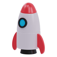 space rocket 3d render icon isolated on transparent white background 
