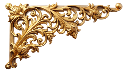 Golden ornament decor : A breathtaking close-up of an elegant golden ornament, a masterpiece of intricate design. The piece stands alone, radiating sophistication and luxury.