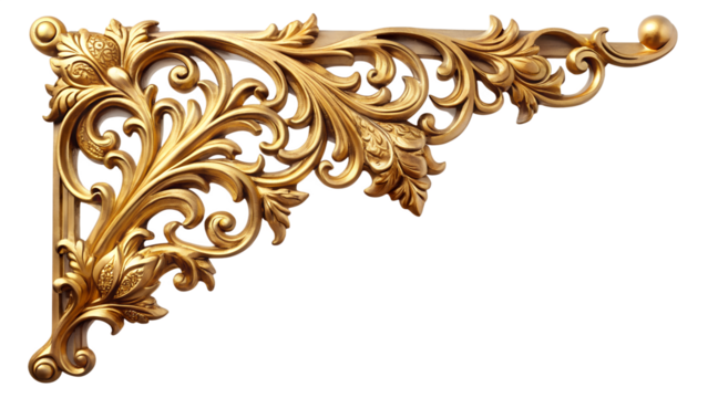 Golden ornament decor : A breathtaking close-up of an elegant golden ornament, a masterpiece of intricate design. The piece stands alone, radiating sophistication and luxury.