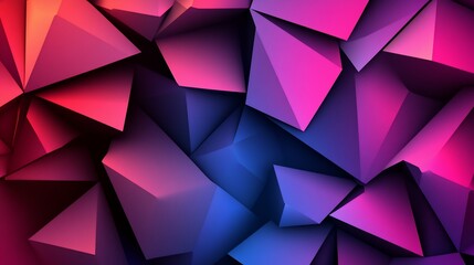 Obraz premium Abstract 3D Polygonal Shapes with Vibrant Pink and Blue Hues