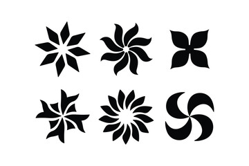 Fototapeta premium Collection of black and white floral and geometric design elements on a white background