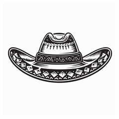 Mexican Sombrero Image vector. Black and white Mexican Sombrero Image vector. 