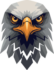 Fototapeta premium Bald eagle head vector illustration with sharp eyes and detailed feathers design 