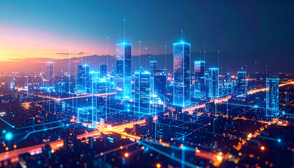 Cybernetic Cityscape Interactive AR Marketing Portals in a Futuristic Urban Landscape