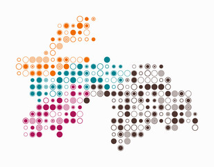 Tajikistan, shape of the country build of colored cells. Digital style map of the Tajikistan on white background. Large size circle blocks. Trending vector illustration.