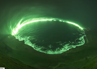 Illuminated Coastal Glow at Night