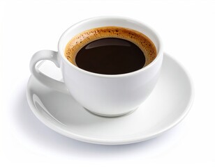 A Cup of Hot Black Coffee on a White Saucer