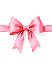 Naklejka premium Pink ribbon bow isolated on white background. Watercolor vector illustration for greeting card, invitation, poster, banner