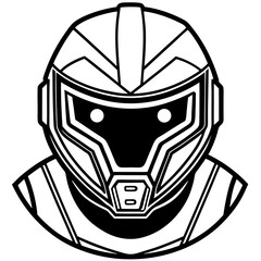 Futuristic AI Helmet – Sleek Vector on White