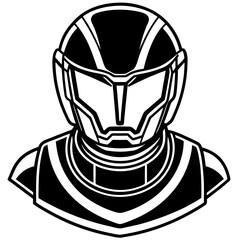 Futuristic AI Helmet – Sleek Vector on White